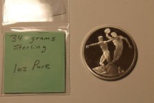 2004 Greece Olympics Discus Thrower 10 euro 34 gram 1oz+ .925 Silver Proof