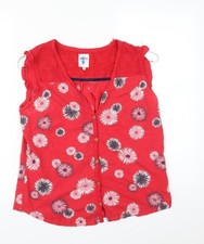 EBENHAMS Womens Red Floral  Basic T-Shirt Size 10