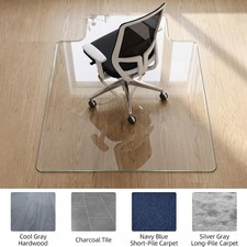 Home Office 1/5" Thick Tempered Glass Chair Floor Mat for Carpet 36"x48" 1500lbs