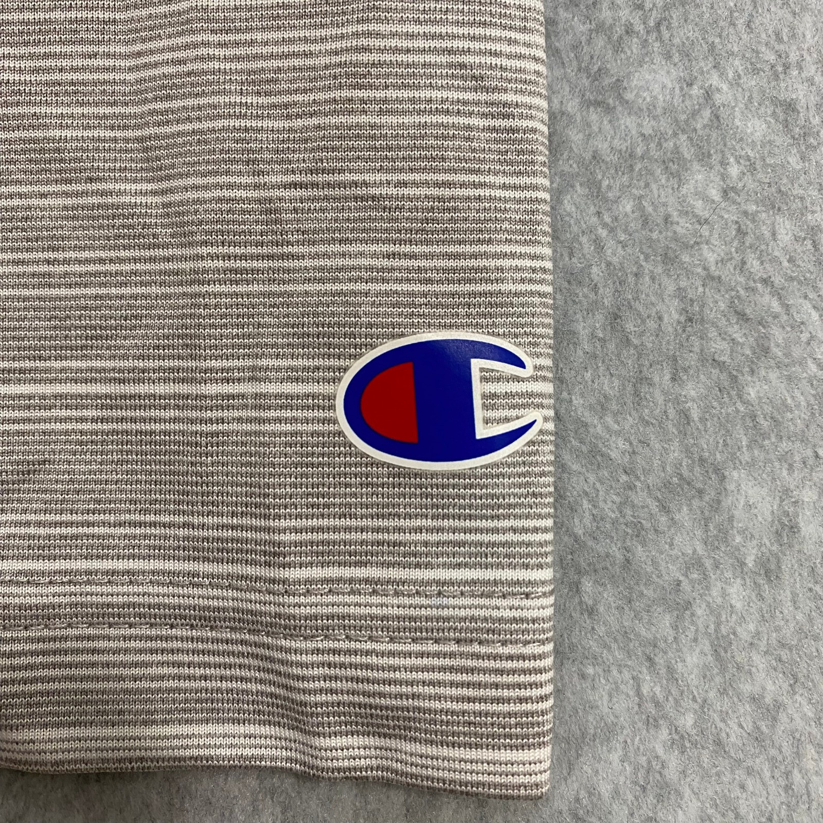 CHAMPION Mens XL Gray Striped Polo Shirt UVA Cavaliers Logo Short Sleeve Golf