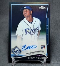 Enny Romero Rookie Auto Black Refractors /100 RC 2014 Topps Chrome Card #3 Rays. rookie card picture