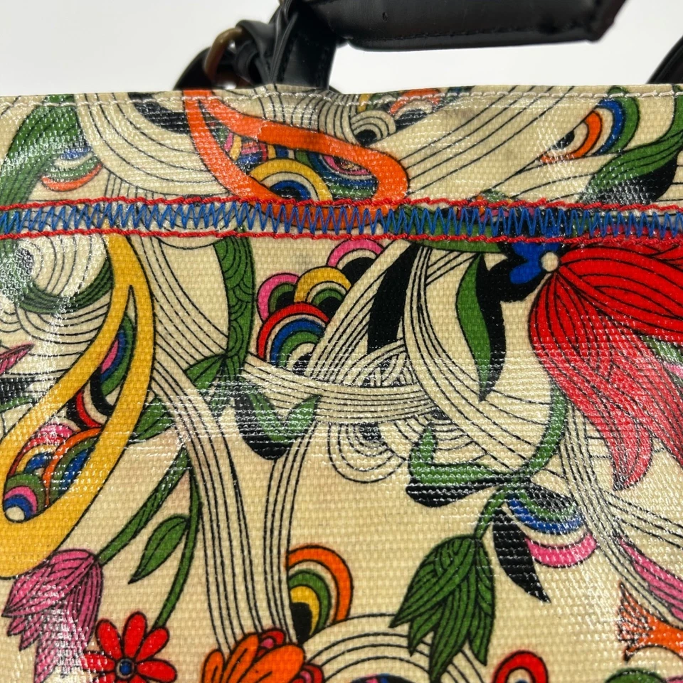 Bolso de Mano Floral Pájaros Mediano Colorido Diseño Abstracto Mujer Cartera Boho Foto 3 de 4