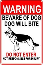 Tin Metal Signs Home D cor 8x12 German Shepherd Warning,Beware Dog Tag Fashion