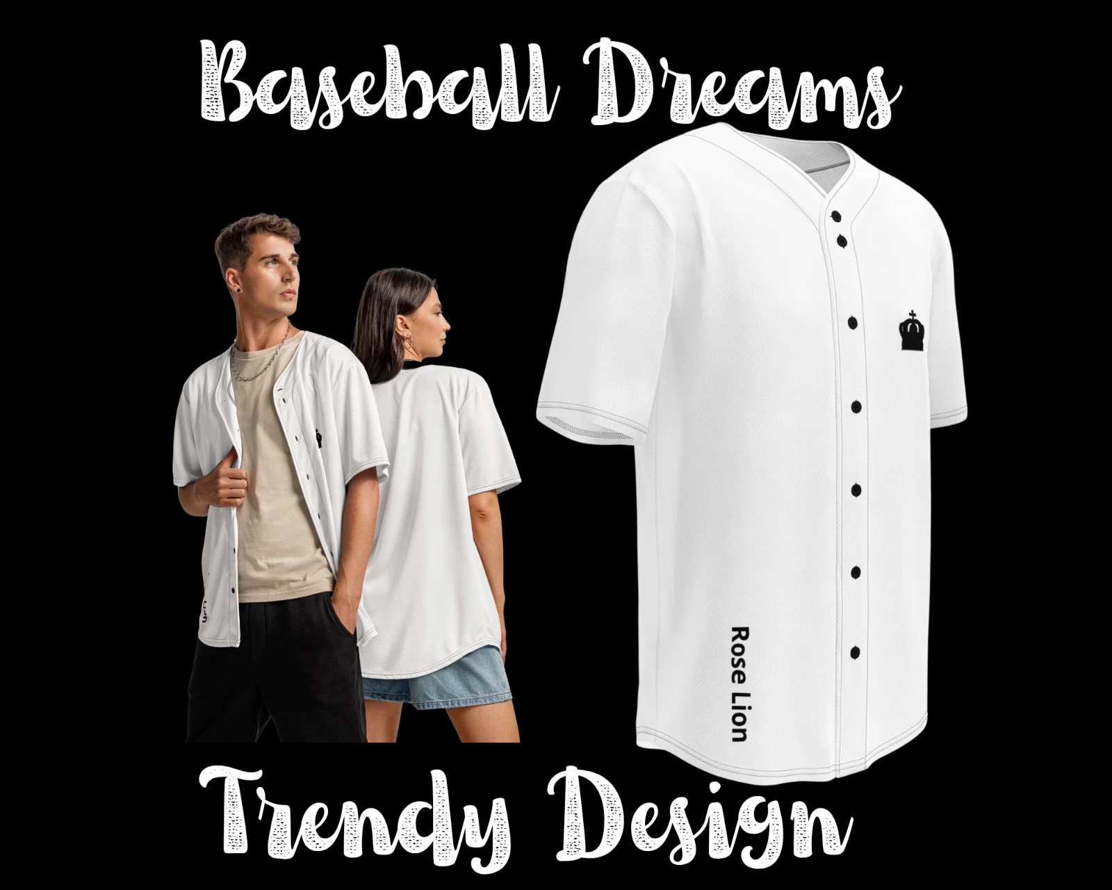Rose Lion Designer athletic Wear -Recycled baseball jersey