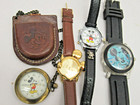 4 vintage Disney Mickey Mouse Lorus quartz watches / pocket watch