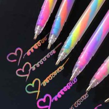 6x Glitter Gel Pens - Rainbow Gel Highlighter Pen Set - 1.2mm Vibrant Colors
