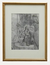 Rebecca Stanfield - 19th Century Graphite Drawing, The Sheltering Family