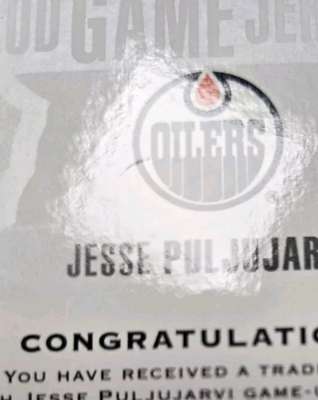 2019-20 Upper Deck Game Jersey Jesse Puljujarvi #GJ-JE Edmonton Oilers - Image 3 of 3