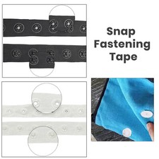 18mm Black White Snap Popper Tape Fastening Ribbon Sewing Duvet Cover Babywear