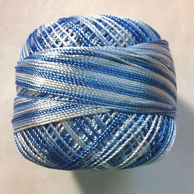 Variegated Blue White YarnArt Tulip #17332 Size 10 Microfiber Thread 50g 273y