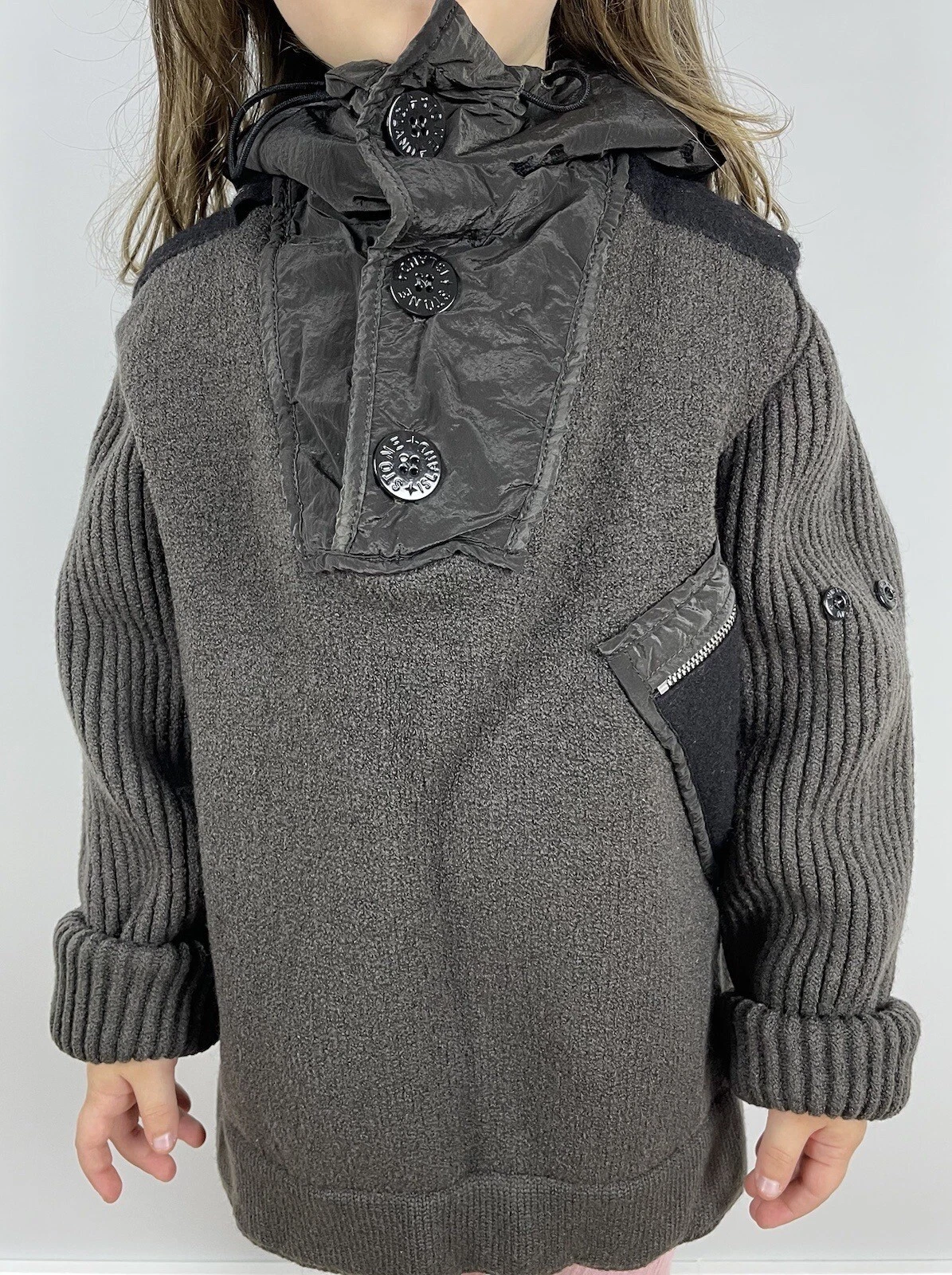 Maglione Stone Island Junior ragazzo lana cashmere lavorato a maglia marrone taglia 6 anni