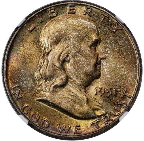 $15,500 NGC Guide: 1951 50C MS67 Full Bell Lines Lot #572