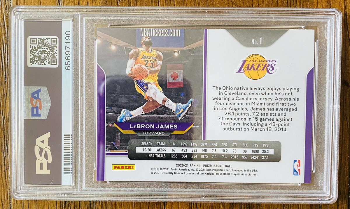 2020 Panini Prizm LeBron James Kobe Tribute Dunk #1 PSA 9 MT