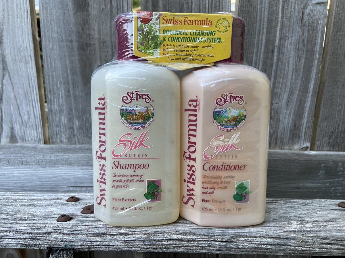 NOS St Ives Silk Protein Shampoo Conditioner Swiss Formula 16 Oz 475 ml Flaws