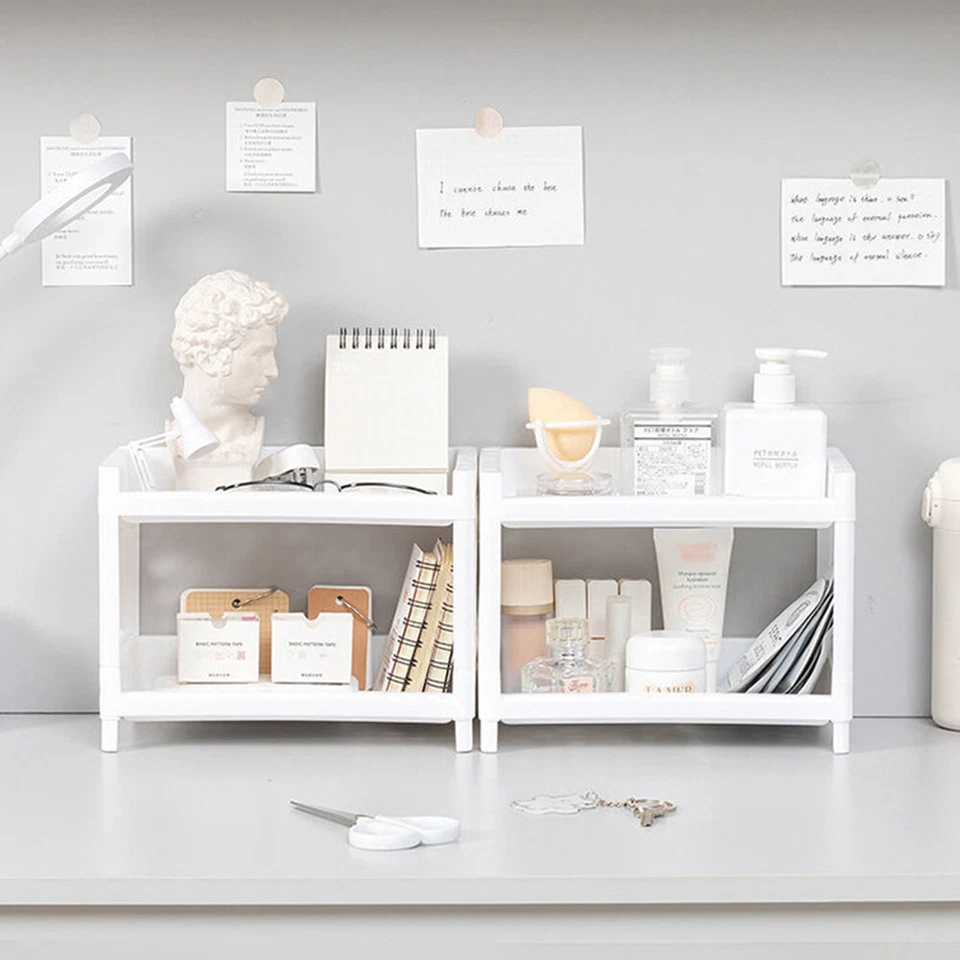 Stackable Double-Layer Desktop Storage Shelf for Office, Bedroom - Image 2 of 4