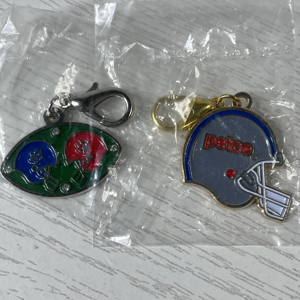 8 PETCO Perro Gato Mascota Collar Dijes Etiqueta Llavero Deportes Fútbol Esmalte Bling Foto 2 de 4