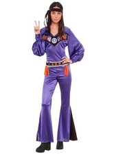 That 70s Babe Womens Hippie Costume, Purple Bell Bottoms Pantsuit