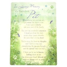 Loving Memory Open Graveside Memorial Card - Dearly Loved Pet