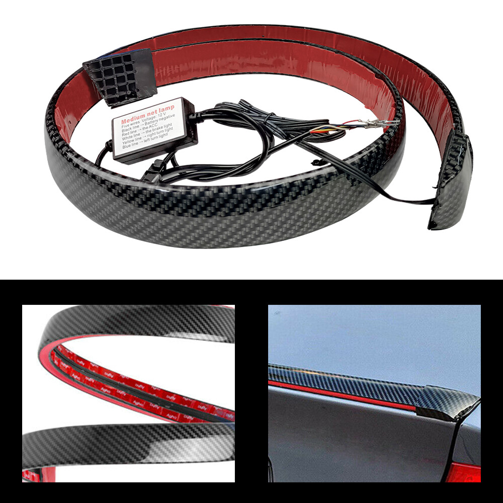 Carbon Fiber 180SMD LED Tail Car Brake Light Strip Rear Spoiler Lip Trim NEW