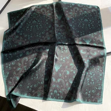 100% Silk 20" small Scarf Women neckerchief Wrap floral green ZT101