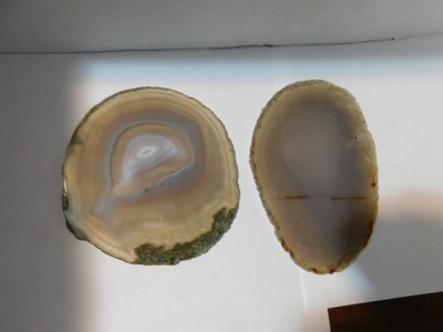 2-BEAUTIFUL AGATE GEODE SLICES BOTH SIDES POLISHED SIZE VARIES-MADAGASCAR- 8.2oz