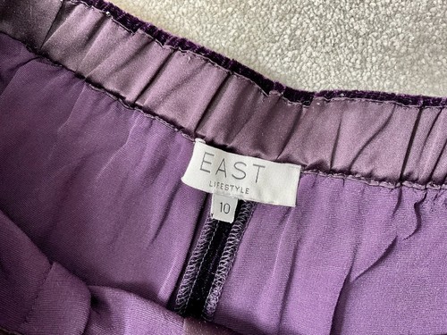EAST Lifestyle deep purple crushed velvet straight leg trousers 10 - Picture 4 of 5