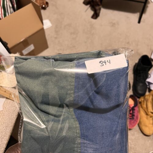 Camicia Mecca ricamata bicolore manica lunga blu verde uomo taglia XXL - Foto 8 di 8