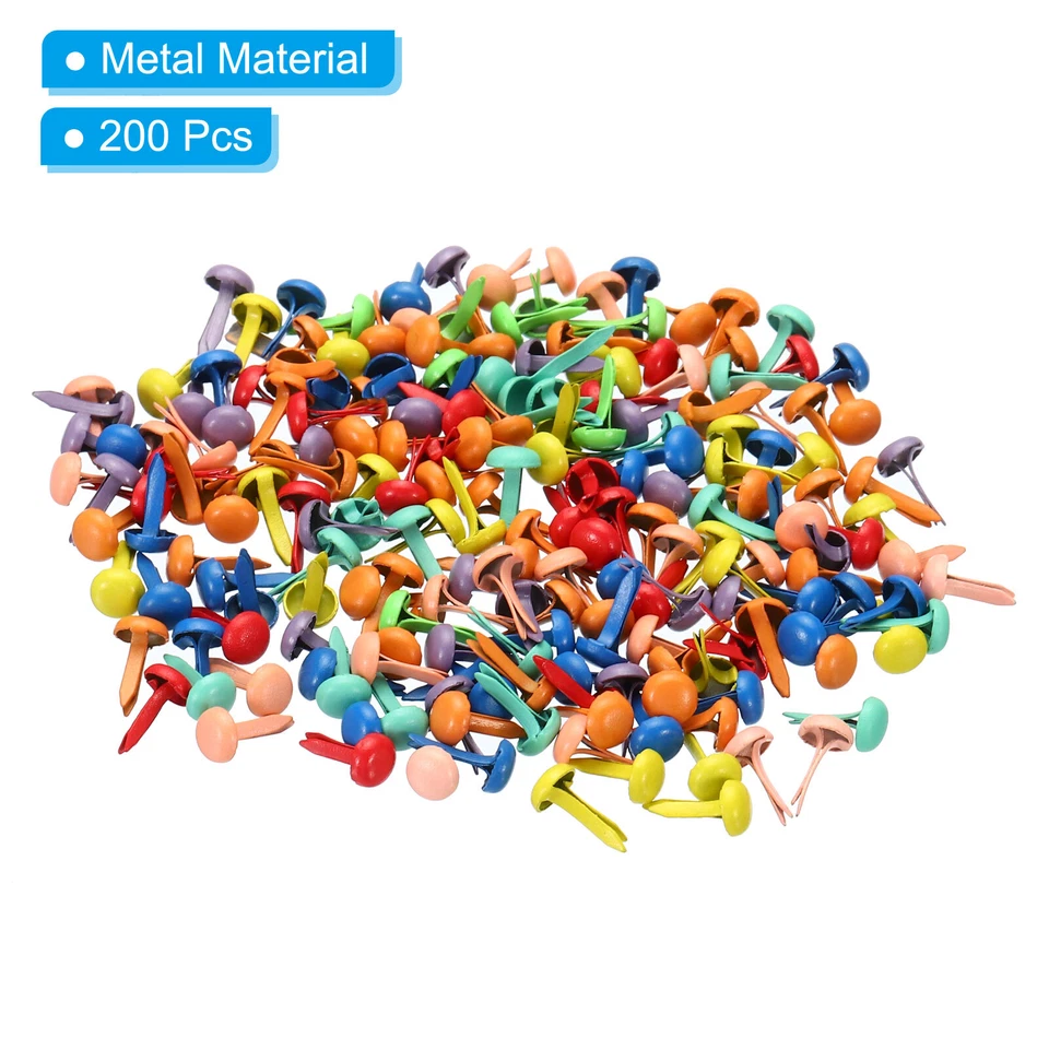 200 Piezas 4.5 x 8 mm Mini Brads para Papel Artesanía Sujetador de Papel Colores Surtidos Foto 3 de 4
