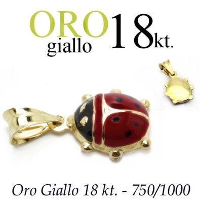 Ciondolo Portafortuna Coccinella In Oro Giallo 18kt 750/1000 - Amuleto Unisex