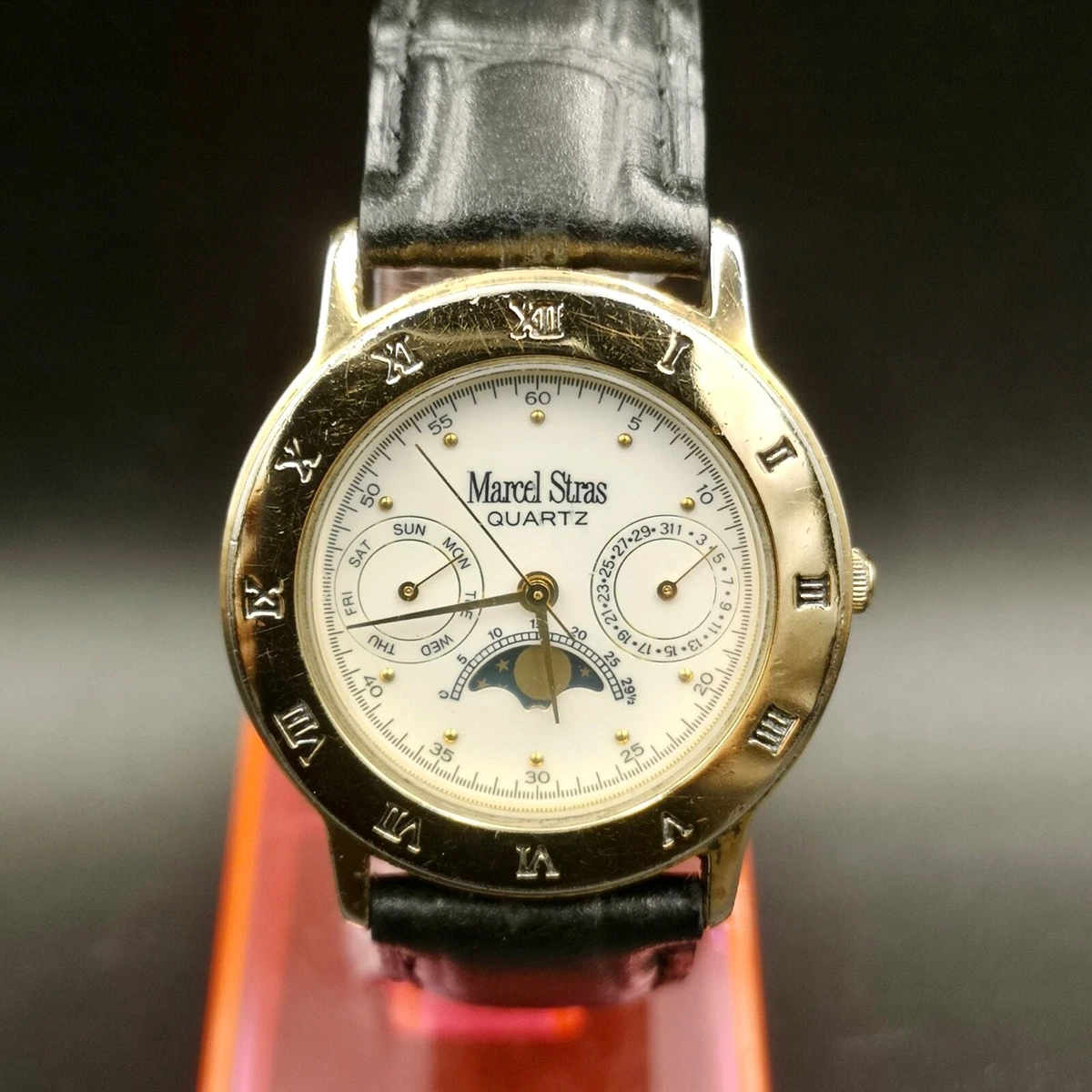 Vintage and Rare Marcel Stras moon phase watch. eBay