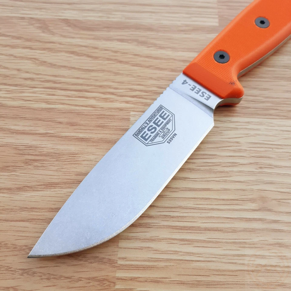 Cuchillo Fijo ESEE Modelo 4 4.5" S35VN Acero Hoja Espiga Completa Naranja Mango G10 Foto 2 de 4