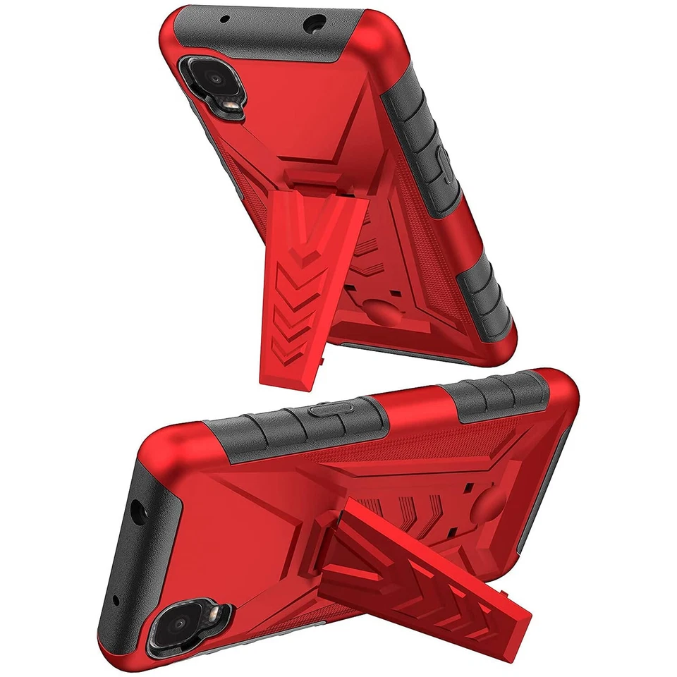 For Alcatel TCL A3 A509DL Holster Heavy Duty Belt Clip Case Cover+Tempered Glass - Image 3 of 4