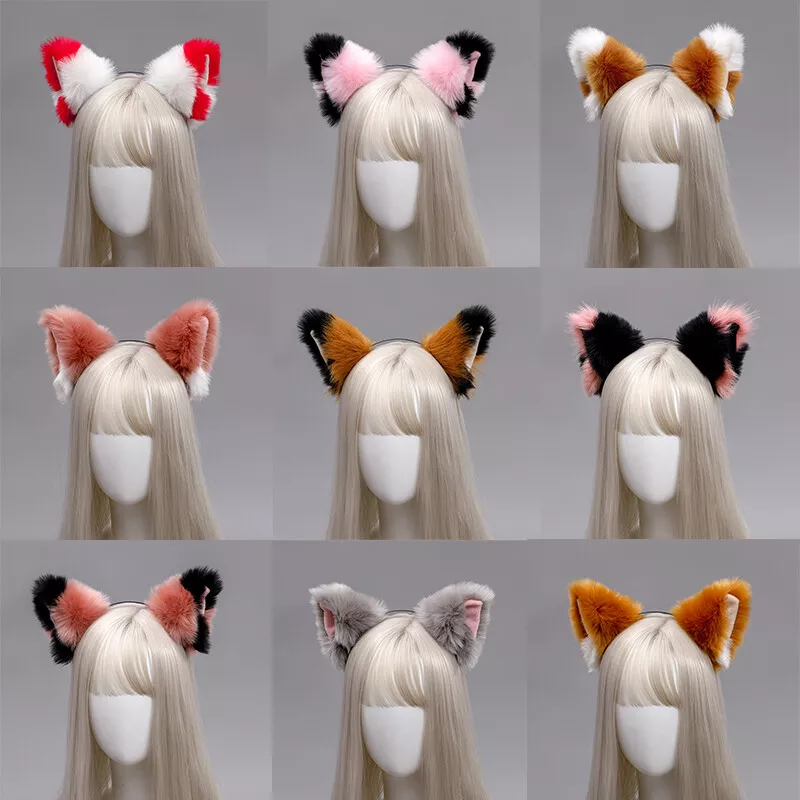 Halloween Cosplay Party Headpiece Furry Animal Cat Ears Headband DIY 1PC  Soft