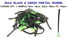 BLACK & GREEN 18cm FIRETAIL WORMS SOFT BAIT CURLY TAIL BASS COD POLLOCK LURE