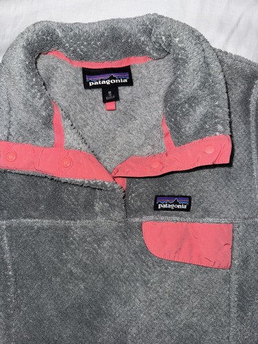 Patagonia Sweater Girls Gray PolarTec Snap T Fleece Pullover Size M 10 - Picture 3 of 4