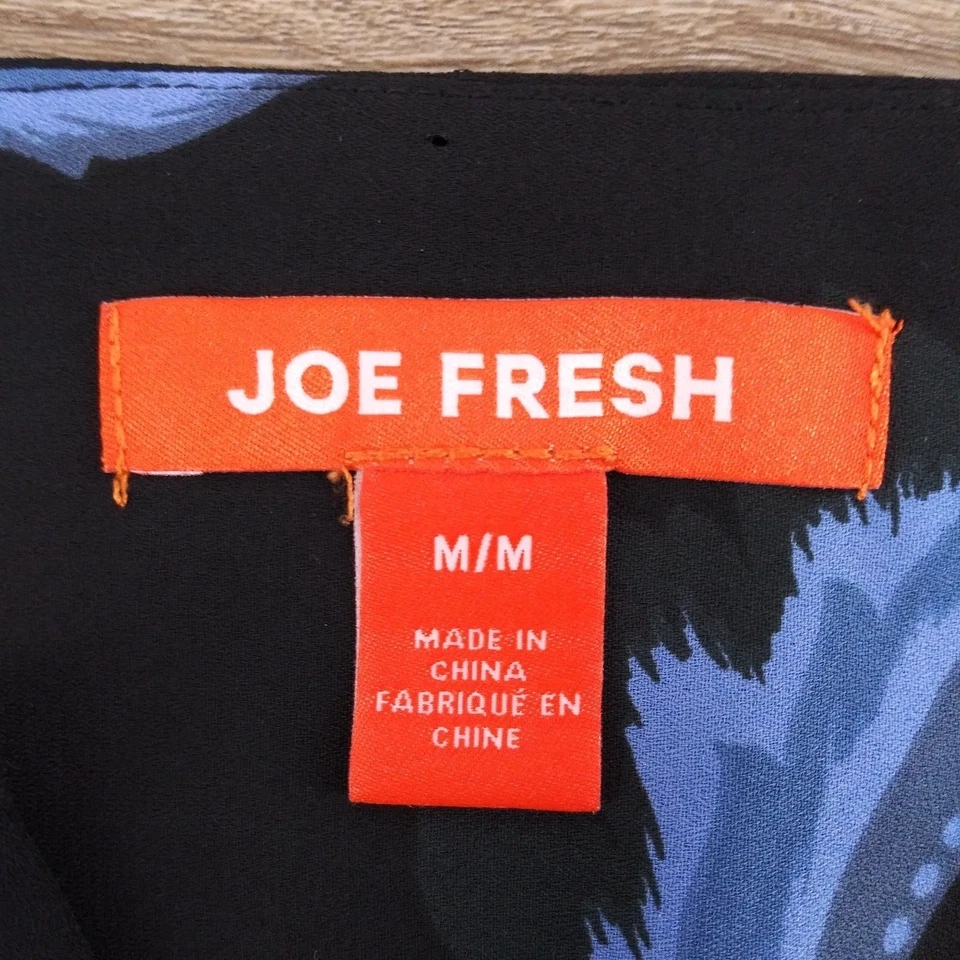 Blusa Joe Fresh para mujer mediana azul floral manga larga pulóver transparente Foto 4 de 4