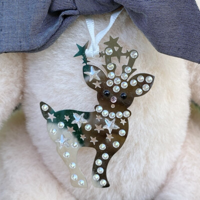 Steiff Christmas Rudy The Reindeer Teddy Bear Swarovski Pink