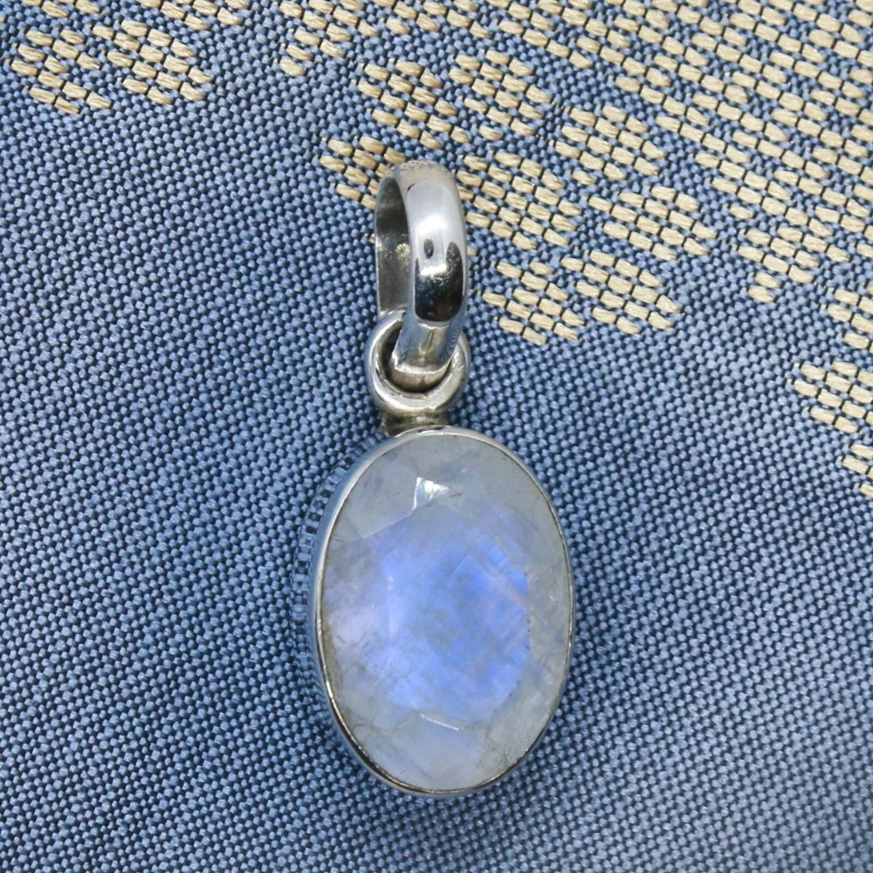 Arcobaleno Pietra di Luna Ciondolo IN Argento 925 da Collana 2,5cm Sterling Fa - Immagine 4 di 4