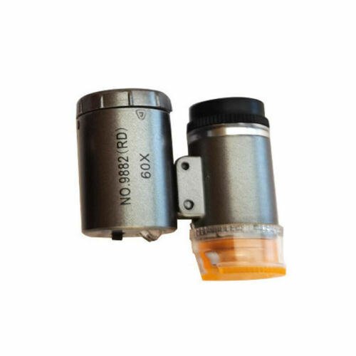 60X LED UV Light Silver Illuminated Pocket Microscope Loupe Magnifier stamps - Bild 1 von 5