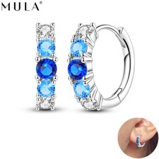 Orecchini a cerchio MULA argento sterling 925 blu sfumato AAA ZIRCONI per gioielli da donna