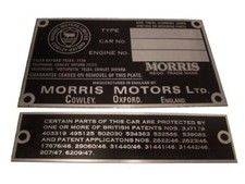 2x Morris Engine Instruction Brand New Data Plate Hi Quality