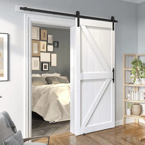 Sliding Barn Door Ready to Assemble, DIY White MDF Interior Door - Picture 2 of 5