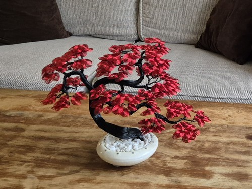 Handmade Wire Bonsai Tree H 10inch/Red Black/ Aluminium Wire/High Quality Art. - Picture 3 of 11