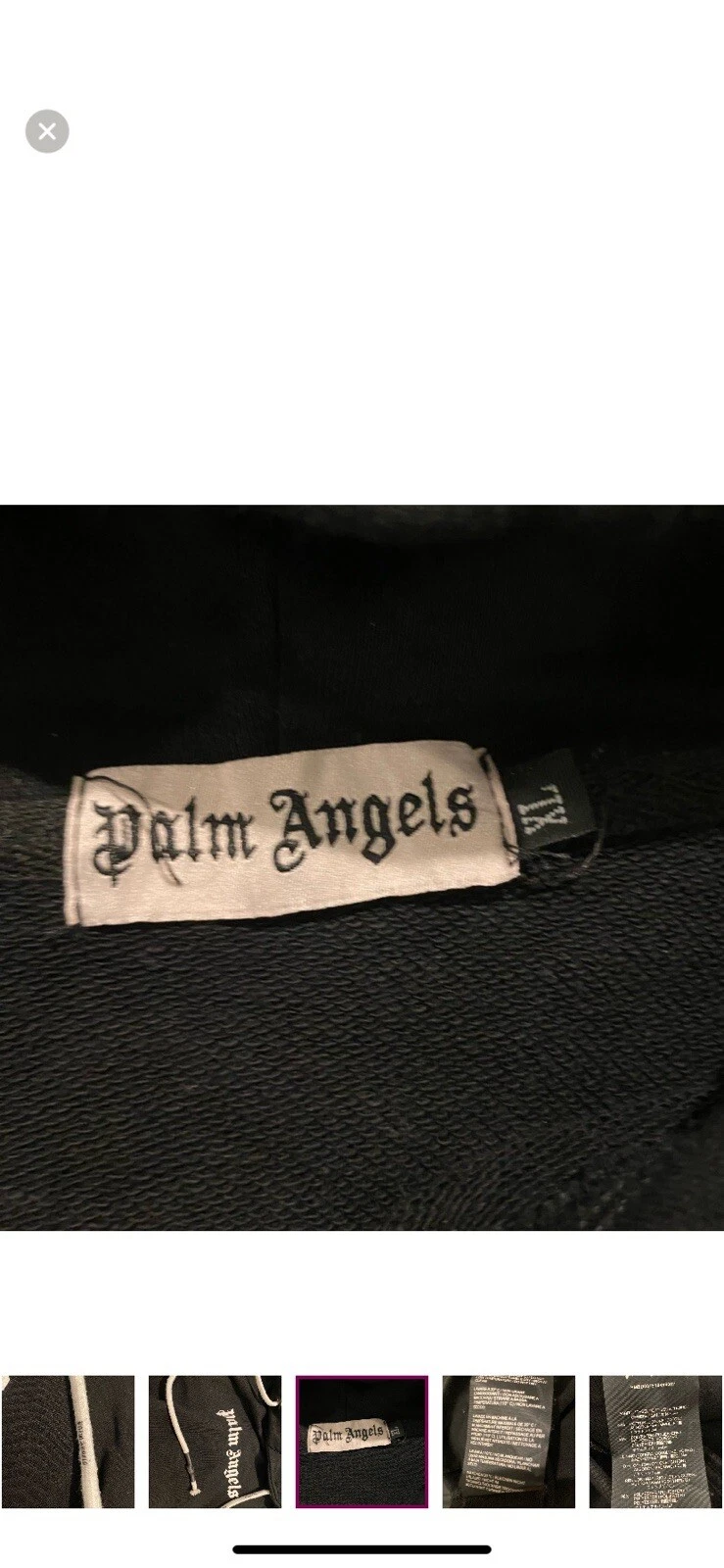 Felpa con cappuccio uomo Palm Angels logo classico taglia large nera tasca canguro