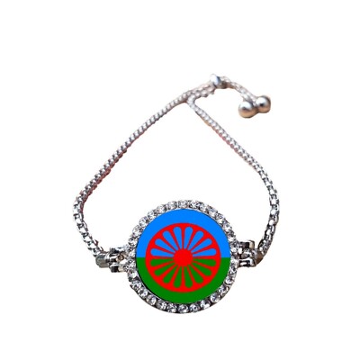 Armband Zigeuner Roma Menschen silberfarben mit Diamanten und Geschenkbox