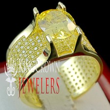 GENUINE SILVER LADIES BRIDAL ENGAGMENET WEDDING CANARY LAB DIAMOND PINKY RING
