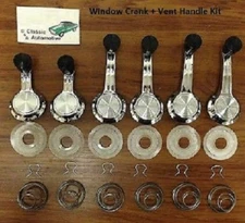 Window Cranks + Vent Handles Kit 65-66 black knob Chevelle Nova Chevy II 67 set
