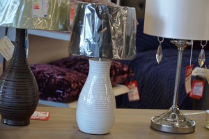 Ceramic Table Lamp Milk Bottle Shape White Grey Stripes Prototype Unique Ceramic Table Lamp Milk Bottle Shape, Milk Bottle Table Lamp