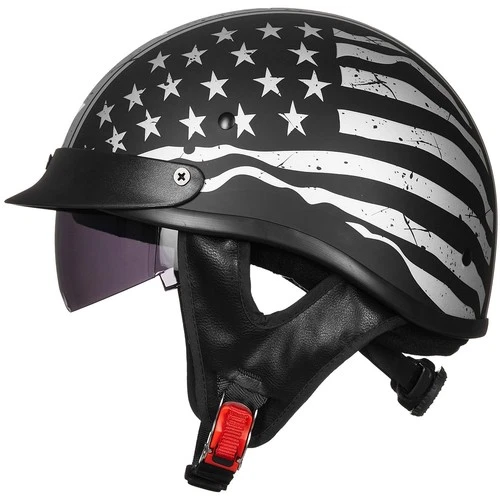 ILM Half Helmet Motorcycle Open Face Sun Visor Quick Release Buckle DOT 205V