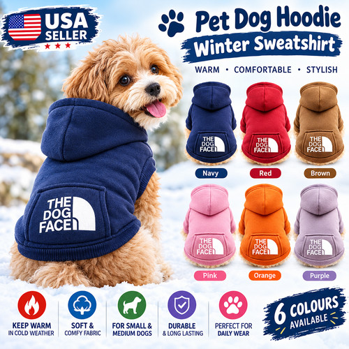 Pet Dog Hoodie Winter Sweatshirt Warm Jacket Coat For Small Medium Dogs